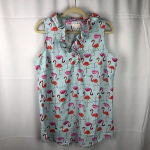 Mud Pie L Whitney Sleeveless Tunic Flamingo shirt